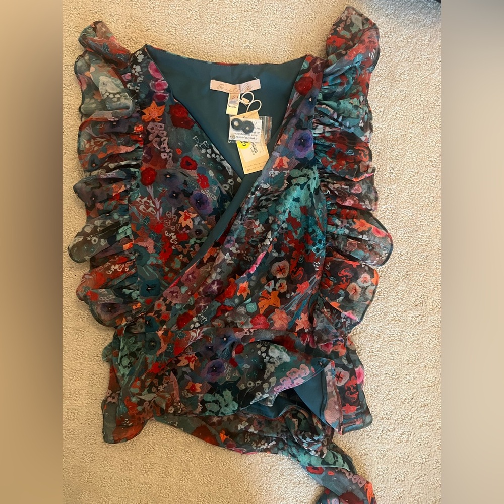 Hutch Lenza Ruffle Sleeve Wrap Top